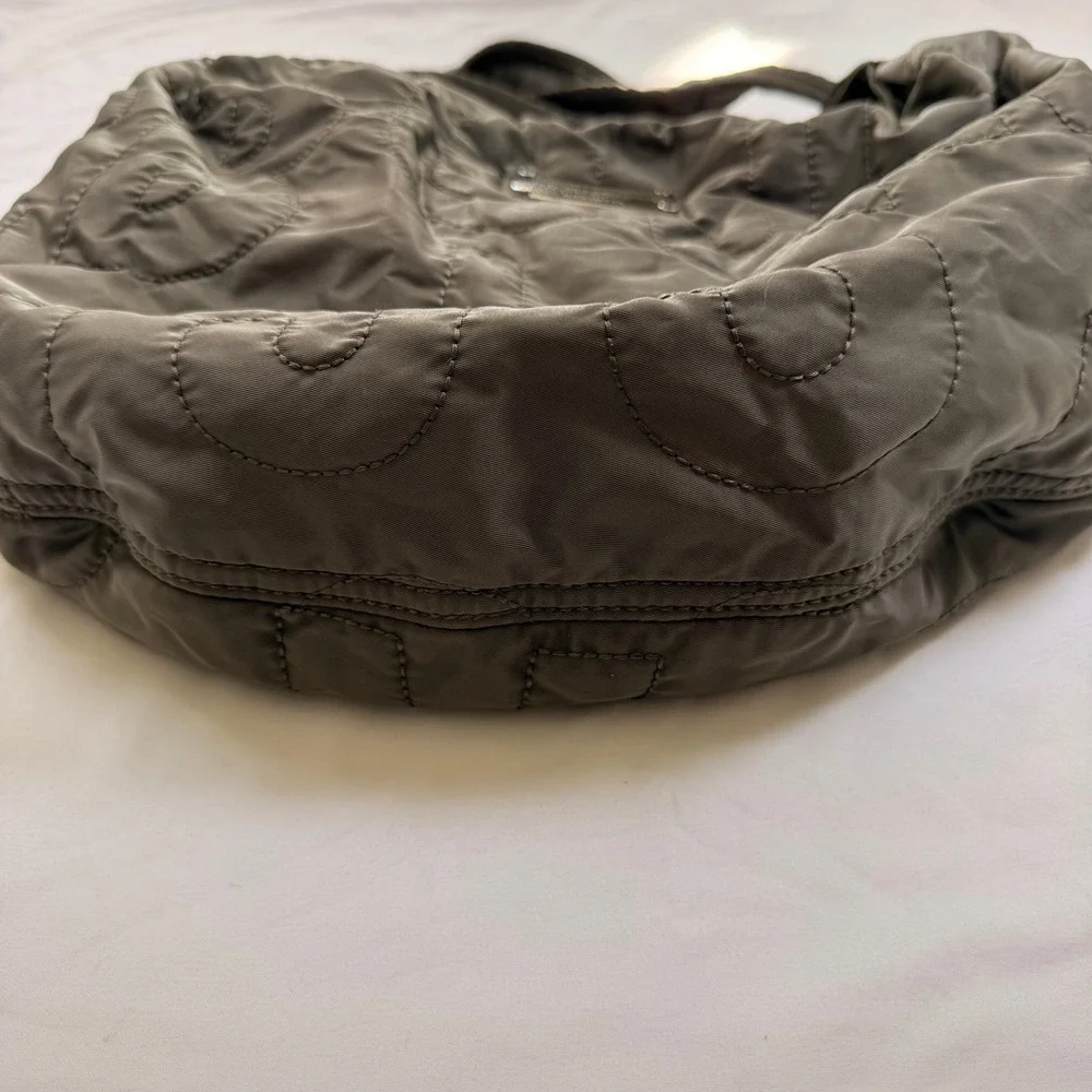 Marc by Marc Jacobs Standard Supply Workwear Nylon Quilted Hobo Bag Brown Olive